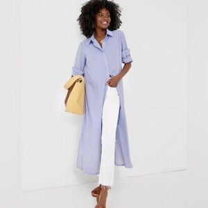 Pomander Place Light Blue Striped Maxi Shirt Dress